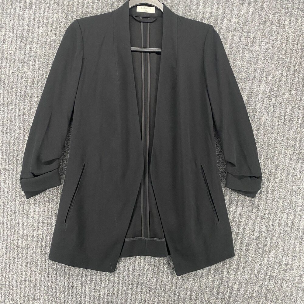 Aritzia Babaton Blazer Womens 00 Black Open Front Long Ladies Old Money Academia